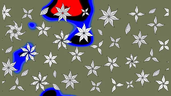 Parlak renkli çiçekli ve yeşil yapraklı harika bir çiçek deseni. Moda baskıları için zarif bir şablon. Modern çiçek arkaplanı. Halk stili.