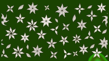 Oldukça eski bir besin torbası deseni, küçük yeşil renkte, çiçekler. Millefleur 'lar. Tekstil, kumaş, kapaklar, duvar kağıtları, baskı, paket, koleksiyon defteri, örgü, dekupaj için çiçek arkaplanı..