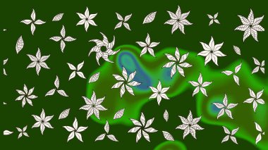 Klasik çiçek tasarımı elementleri. Yeşil kıvırcık çiçekler yeşil renkte şekillenir. Raster illüstrasyonu.