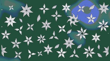 Sevimli çiçek raster deseni. Yeşil renkli çiçekler. Renkli Bahar Teması eskiz kalıbı. Düz Çiçek Elementleri Tasarımı.