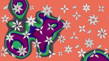 Çiçekli yumuşak bir eskiz şekli. Raster çiçekleri klasik tarzda çizilmiş. Turuncu renklerde bahar çiçekleri. Raster illüstrasyonu.