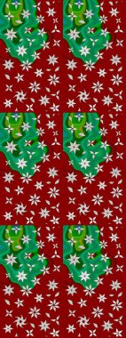 Kırmızı renkte bitkilerden oluşan parlak çiçekli çizim deseni.