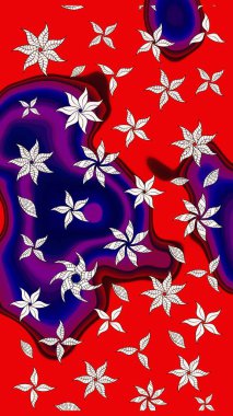 Raster illüstrasyonu. Kırmızı renkte karalamalı çiçek deseni çiz.