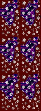 Çiçek çelengi. Güzel, parlak, pürüzsüz kumaş, tuval. Eski moda arka plan. Kıvırcık, parlak örgü. Raster illüstrasyonu. Desen, çizim, çiçek sınırı..