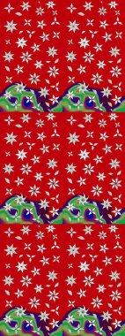 Sabıka fotoğraflarında, bebek kıyafetlerinde, duvar kâğıtlarında, paket kutularında falan kullanılabilir. Raster. Zarif, parlak ve eskiz kırmızı çiçek deseni tasarımı.