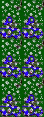 Raster illüstrasyonu. Moda baskısı, albüm, ambalaj kağıdı ve duvar kağıdı için zarif dekoratif süslemeler. Yeşil renkte şirin çiçekler. Küçük çiçekli basit bir çiçek çizimi..