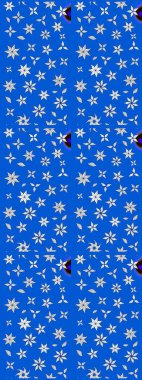 Raster düz çiçek çizim deseni. Hediye ambalaj kağıdı, tebrik kartları, posterler ve pankart tasarımı. Mavi renkte çiçekler.