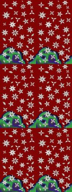 Elle boyanmış suluboya resim çizimleri, çiçekler ve bitkiler. Kırmızı renkte çiçekler.