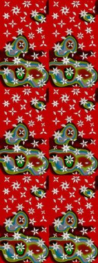 Çiçek desenli çizim. Raster illüstrasyonu. Asya tekstil tarzında. Güzel kumaş deseni. Renkli Bahar Teması eskiz kalıbı. Düz Çiçek Elementleri Tasarımı.