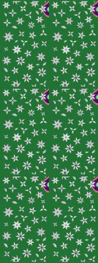 Raster düz çiçek çizim deseni. Hediye ambalaj kağıdı, tebrik kartları, posterler ve pankart tasarımı. Yeşil renkte çiçekler.