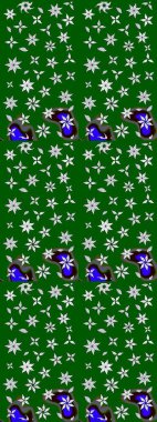 Raster illüstrasyonundaki çiçek desenli çizim. Yeşil renkli çiçekler. Renkli Yaz Temalı eskiz kalıbı. Düz Çiçek Elementleri Tasarımı.