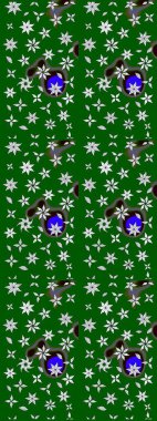 Yapraklı çiçekler ve yeşil renkli papatya çiçekleri. Eskiz arkaplan modeli. Raster - stok.