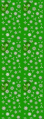 Yeşil renkli etnik çiçeklerle süslenmiş zarif bir eskiz şekli. Asya Tekstil 'inde Raster Çiçek İllüstrasyonu.