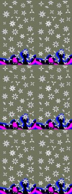 Çiçek desenli eskiz. Yeşil renkli çiçekler. Renkli Bahar Teması eskiz kalıbı. Düz Çiçek Elementleri Tasarım Raster illüstrasyonu.