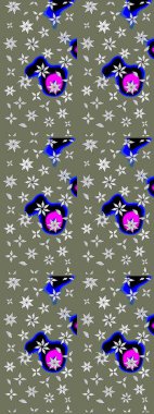 Çiçeksel çizim kalıbının yansıması. Vadinin yeşil renkli çiçekleri.