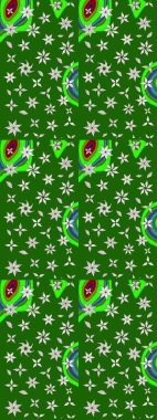 Tropik çiçek desenleri. Raster illüstrasyonu. Yeşil renkte çiçekler.