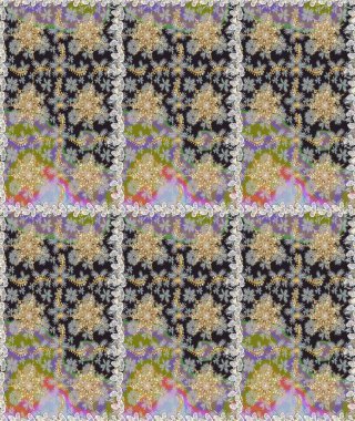 Klasik oryantal desen gri renklerden üstündür. Geleneksel raster ve altın desen. Damask taslak süsü.