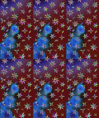 Küçük çiçekteki sevimli çiçek deseni. Raster illüstrasyonu. Raster deseni. Kibarca, yaz çiçekleri kırmızı renklerde.