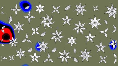 Eskiz klasiği. Raster Şirin kumaş deseni. Renkli Bahar Teması eskiz kalıbı. Düz Çiçek Elementleri Tasarımı.