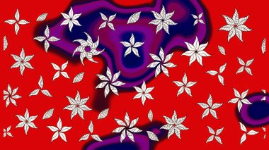 Çiçeksel fantezi tasarımı ve parlak bir arka plan çizimi. Renkli Bahar Teması eskiz kalıbı. Düz Çiçek Elementleri Tasarımı.