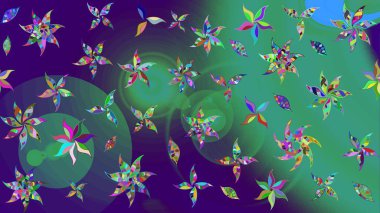 Mavi renkte etnik çiçeklerle süslenmiş zarif bir eskiz. Raster Çiçek İllüstrasyonu güzel tekstil..