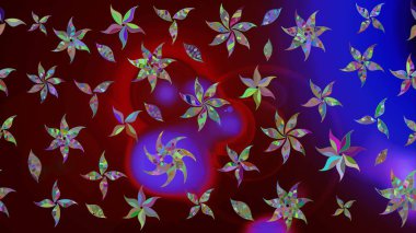 Çiçekler suluboya tarzında kahverengi renkte. Raster illüstrasyonunda çiçek deseni çizimi.