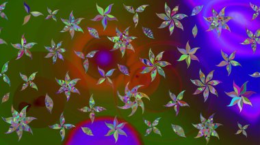 Düz Çiçek Elementleri Tasarımı. Raster illüstrasyonu. Renkli Bahar Teması eskiz kalıbı. Şirin çiçek elementleri. Çizim deseni Modaya uygun kumaş deseni.