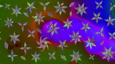 Soyut etnik raster çizim kalıbı. Arkaplan dokusu, duvar kağıdı, yeşil renkli çiçek teması. Kabile sanatı boho baskısı, klasik çiçek arkaplanı.