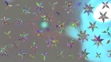 Gri renklerde. Raster illüstrasyonundaki çiçek desenli çizim. Güzel kumaş deseni. Raster illüstrasyonu.