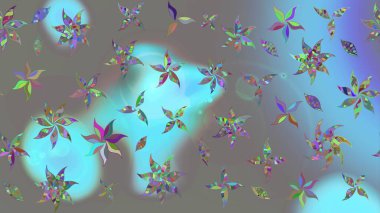 Asya tekstil tarzında. Raster illüstrasyonu. Raster illüstrasyonu. Çiçek desenli çizim. Gri renkli çiçekler.