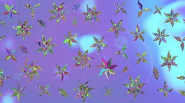 Renkli Bahar Teması eskiz kalıbı. Raster illüstrasyonundaki çiçek desenli çizim. Süslü kumaş deseni. Düz Çiçek Elementleri Tasarımı.