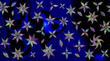 Düz Çiçek Elementleri Tasarımı. Raster güzel kumaş deseni çiziyor. Çiçek deseni. Renkli Bahar Teması çizim şablonu.