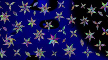 Vadinin mavi renkli çiçekleri. Çiçeksel çizim kalıbının çizimi.