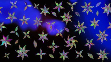 Raster düz çiçek çizim deseni. Siyah renkli çiçekler. Tasarım hediye paketi, tebrik kartları, posterler ve afiş tasarımı.