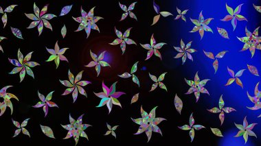Raster illüstrasyonu. Çizim çiçek deseni duvar kâğıdı olarak kullanılabilir. Siyah renkte çiçekler.