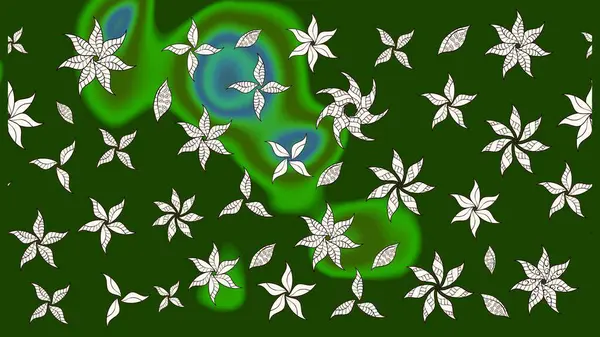 Elle çizilmiş çiçek desenli Raster çizimi. Tekstil, kumaş, ambalaj, hatıra defteri için hoş bir çiçek arkaplanı. Çocuksu tasarım. Yeşil arkaplanda.