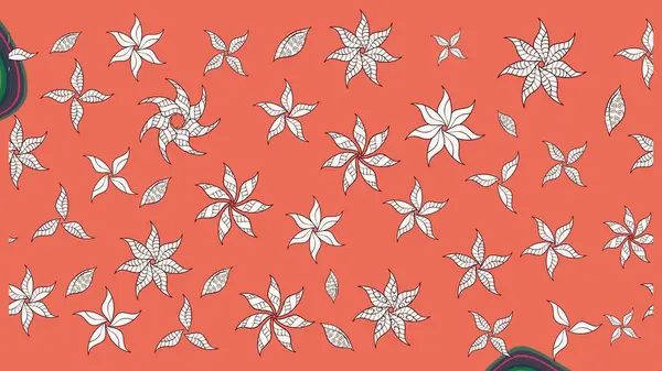 Raster düz çiçek çizim deseni. Hediye ambalaj kağıdı, tebrik kartları, posterler ve pankart tasarımı. Turuncu renkte çiçekler.