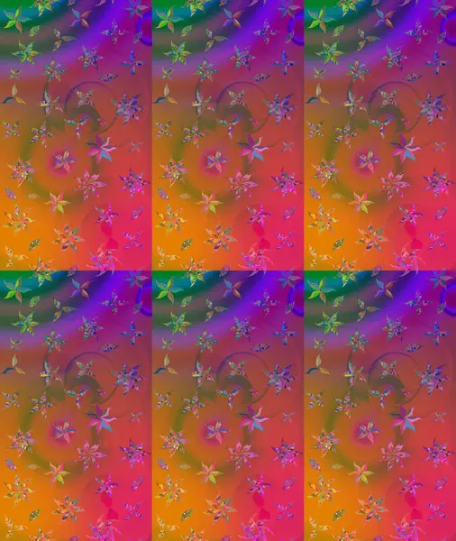 Çiçekler. Soyut etnik raster çizim kalıbı. Vadinin çiçekleri pembe renklerde.