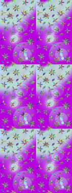 Raster illüstrasyonundaki çiçek desenli çizim. Düz Çiçek Elementleri Tasarımı. Mor renkli çiçekler. Renkli Bahar Teması çizim şablonu.