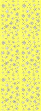 Renkli Yaz Temalı eskiz kalıbı. Düz Çiçek Elementleri Tasarımı. Sarı renkli çiçekler. Raster illüstrasyonunda çiçek deseni çizimi.