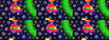 El çizimi Raster çizimi. Parlak elementlerin. Çizim çiçek deseni duvar kağıdı, web sitesi arkaplanı, paket kağıdı, davetiye, broşür, pankart veya web sitesi için kullanılabilir.