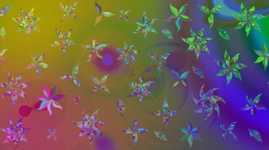 Çiçekli çiçek deseni, suluboya. Raster illüstrasyonu. Düz Çiçek Elementleri Tasarımı. Yeşil renkli çiçekler. Renkli Bahar Teması çizim şablonu.