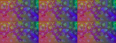 Çiçekli karalama şeklinde Raster çiçek deseni. Mor renkli çiçekler. Yumuşak, bahar çiçekli arka plan.