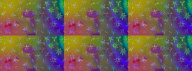 Raster Çiçek İllüstrasyonu 'nun şirin tekstili. Yeşil renkli etnik çiçeklerle zarif eskiz deseni.