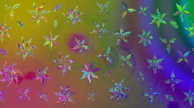 Yeşil renkli çiçekler. Renkli Yaz Temalı eskiz kalıbı. Düz Çiçek Elementleri Tasarımı. Sevimli çiçek raster deseni.