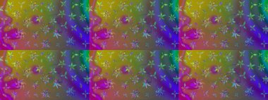 Çiçek ve yapraklı karalama şeklinde Raster çiçek deseni. Raster illüstrasyonu. Yumuşak, yeşil renkte bahar çiçekleri.