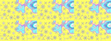 Sarı renkte güzel çiçekler olan eskiz deseni, suluboya çiçek deseni, duvar kağıdı, kart ya da kumaş için fayanslı. Raster..