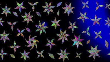 Çizim çiçek deseni duvar kâğıdı olarak kullanılabilir. Siyah renkli çiçekler. Raster illüstrasyonu.