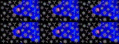 Yumuşak, bahar çiçekleri siyah renklerde. Çiçekli karalama şeklinde Raster çiçek deseni. Raster illüstrasyonu.