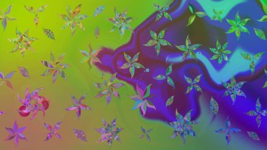 Çiçeksel çizim kalıbının yansıması. Vadinin yeşil renkli çiçekleri.